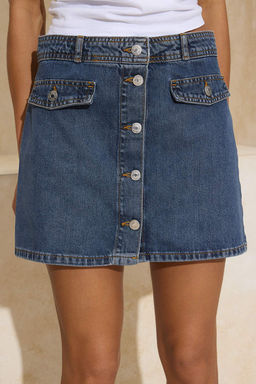 Kahverengi Dugmeli Mini Denim Etek TWOSS26ET00007 - Trendyolmilla фото 7