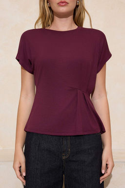 Murdum Relaxed/Rahat Kal?p Kay?k Yaka Buzgulu Yumusak Orme T-Shirt TWOSS26BZ00270