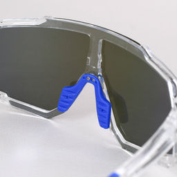 Очки спортивные солнцезащитные ESLNF. ударопрочные. Линза: HD POLARIZED-Зеркальная. Silicone переносица и боковые душки. Прозрачный-Синий /уп 50/ - ГалеонТрейд фото 6