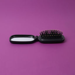 Расчёска массажная, складная, зеркалом, 9.5×5.5 см, чёрная