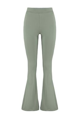 TRENDYOLMILLA Siyah Fitilli Flare/Ispanyol Paca Yuksek Bel Esnek Orme Tayt Pantolon TWOSS23PL00135  фото 6