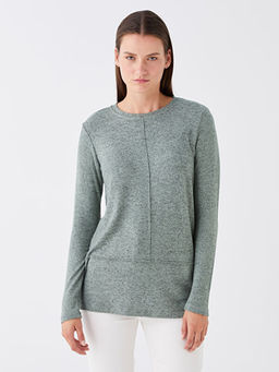 Bisiklet Yaka D?z Uzun Kollu Kad?n Bluz