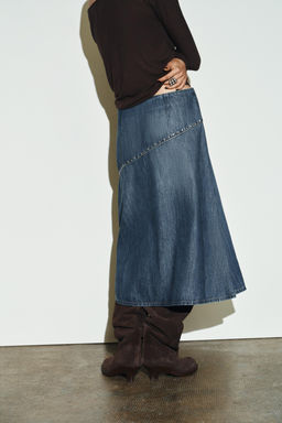TRF STUDDED DENIM SKIRT - Zara фото 5