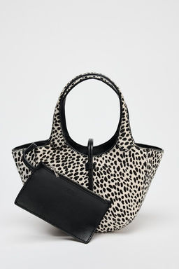 LEATHER ANIMAL PRINT MINI SHOPPER BAG - Zara фото 5