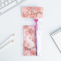 Подарочный набор, блокнот 32 листа A7 и ручка пластик «С 8 Марта»