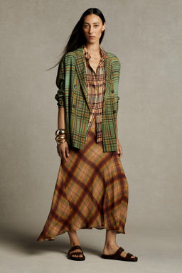 ZW COLLECTION CHECK LONG SKIRT