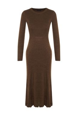 TRENDYOLMILLA Kahverengi Midi Triko Bisiklet Yaka Elbise TWOAW21EL0422 фото 24