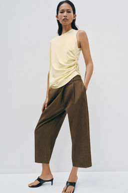PANTAL?N CROPPED PINZAS ZW COLLECTION / Khaki - Zara фото 14