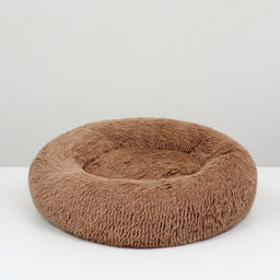 Лежанка для собак и кошек, длинный мех, 80 х 80 х 25 см, коричневая - Пижон фото 3