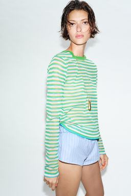 STRIPED KNIT CROPPED JACKET - Zara фото 11