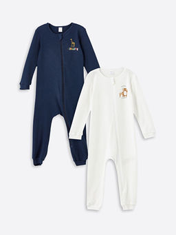 Bisiklet Yaka Uzun Kollu Bask?l? Erkek Bebek Tulum 2li