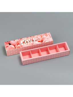 Цена за 5 шт. Коробка для конфет, кондитерская упаковка, 5 ячеек, «Love», 5×21×3.3 см