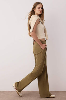 Ac?k Haki Pilili Wide Leg/Genis Paca Pantolon TWOAW25PL00109 Palazzo