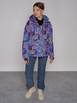 Горнолыжная куртка женская зимняя синего цвета 2302-2S - Mtforce фото 4