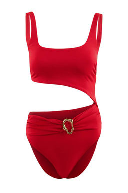 K?rm?z? Kare Yaka Kapl? Aksesuarl? Regular Mayokini TBESS26MY00005