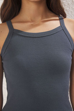 TRENDYOLMILLA Antrasit-Pembe 2li Paket Halter Yaka Vucuda Oturan Fitilli Esnek Orme Atlet TWOSS24AL00055 фото 5