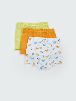 Beli Lastikli Bask?l? Erkek Bebek Boxer 3l?