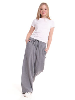 Брюки для девочки с утяжкой внизу 22-7708 темно-серый меланж - Mini maxi фото 4