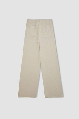 Широкие брюки с тремя карманами, нормальной талией, стандартной длины, брюки из смесового льна - Defacto фото 9