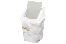 Ведро для мусора с подвижной крышкой 5 л 19*19*27 см квадратное Белый Мрамор (940556) - Elan gallery фото 5
