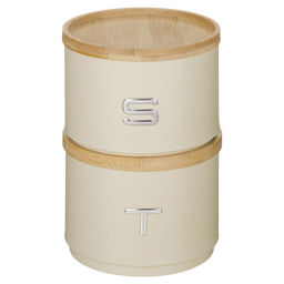 НАБОР БАНОК AGNESS ДЛЯ СЫПУЧИХ, 11Х16 СМ, ШТАБЕЛИРУЕМЫЕ, ЦВЕТ: IVORY