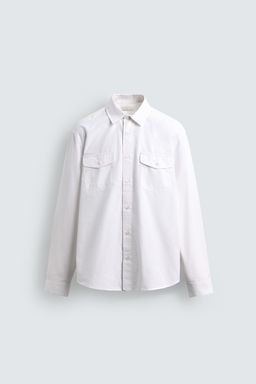 CAMISA ALGOD?N - LYOCELL BOLSILLOS / Blanco - Zara фото 7