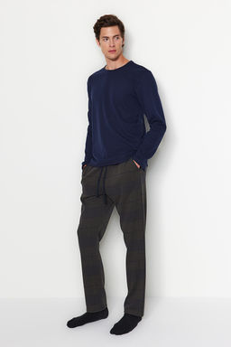 TRENDYOL MAN Lacivert - Haki Regular Fit Ekose Orme Pijama Tak?m? TMNAW24PT00014