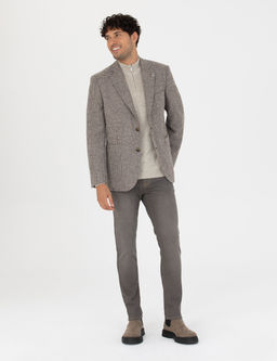 Kahverengi Slim Fit Y_n Kar___ml_ Ceket