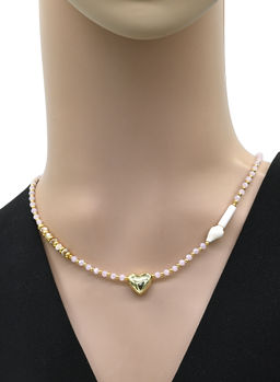 Чокер Сердце из циркона рондель 3*2мм цв.розовый, 41см