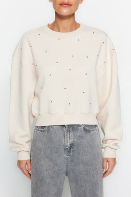 Trendyolmilla Siyah Kal?n Ici Polarl? Tas Detayl? Regular/Normal Kal?p Orme Sweatshirt TWOAW24SW00118  фото 3