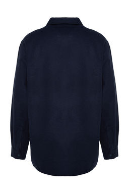 TRENDYOL MAN Lacivert Oversize Fit Gomlek Yaka Etiket Detayl? Kase Gomlek TMNAW24GO00015 - Trendyolmilla фото 9