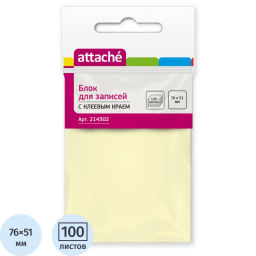 Стикеры ATTACHE с клеев.краем 76х51 желтый 100л  фото 2