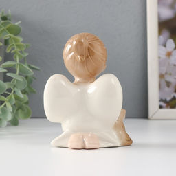 Сувенир керамика "Девочка-ангел с щенком молится" 7,8х5,5х9 см