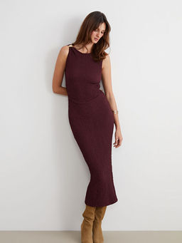 Bisiklet Yaka B?zg?l? Bodycon Elbise