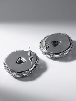 Серьги со стразами QF Блеск переплетение, белые в серебре  фото 3