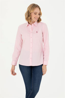 U. S. Polo Assn Женская розовая базовая рубашка с длинным рукавом