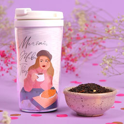 Чай чёрный Мечтай, живи, твори с ванилью и карамелью в термостакане 250 мл., 20 г. МИКС