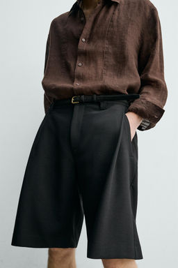 BERMUDA RELAXED FIT PLIEGUES LATERALES / Negro - Zara фото 5