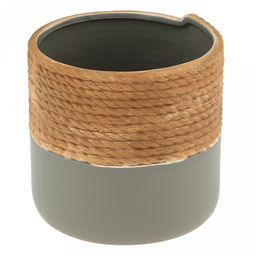 Кашпо для цветов керамическое "Вьетнам" 1,25л, д13см, h13см, внутренний д11,7см, фактурный глянец, серый/бежевый, в коробке (Китай)