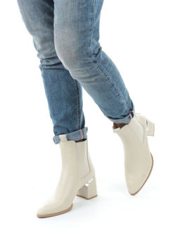 01-PCT161-2 BEIGE Ботинки Челси демисезонные женские (натуральная кожа, байка) - Фабричный китай фото 4