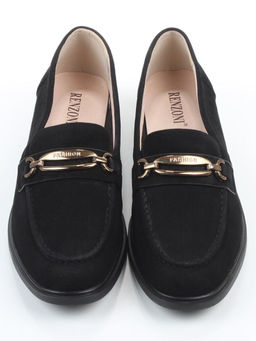 03-DEB33-3 BLACK Лоферы женские (натуральная замша)