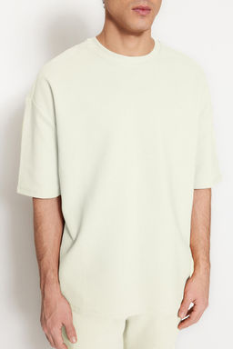 TRENDYOL MAN Premium Ekru Oversize %100 Pamuklu Etiketli Dokulu T-Shirt TMNSS23TS00069 - Trendyolmilla фото 2