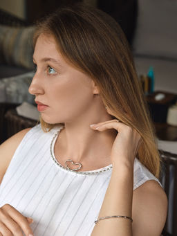 Набор 2 предмета: чокер, браслет Обруч сердце, цвет серебро