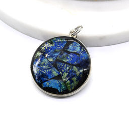 Кулон "Мозаика" из азурмалахита 25мм-26мм Радуга камня