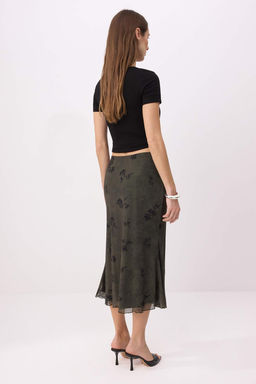 Teen Haki Cicek Bask?l? Bodycon Tul Esnek Orme Etek TWOAW26ET00036 - Trendyolmilla фото 21