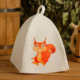 Шапка для бани детская Белочка с принтом, белая