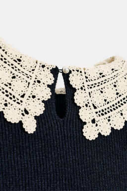 SHORT SLEEVE CROCHET KNIT JUMPER - Zara фото 7