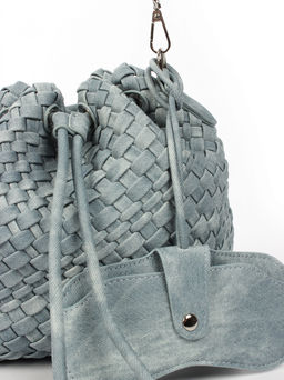 LACCOMA сумка СУ038-винтаж синий эко кожа хлопок  фото 3