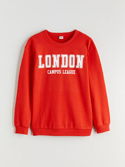 Bisiklet Yaka London Bask?l? Erkek ?ocuk Sweatshirt