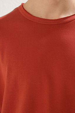 TRENDYOL MAN Kiremit Oversize/Genis Kesim Yaka Detayl? %100 Pamuklu T-Shirt TMNSS25TS00008 - Trendyolmilla фото 5